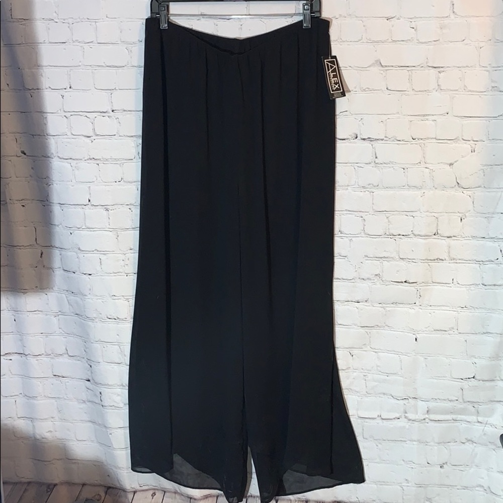 Alex Evenings Black Wide-Leg Pull-On Dress Pants